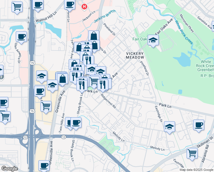 map of restaurants, bars, coffee shops, grocery stores, and more near in Dallas