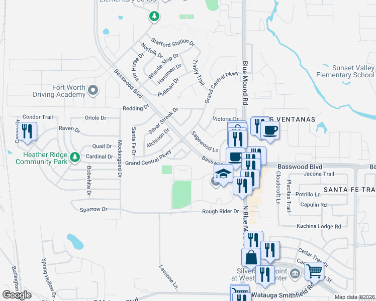 map of restaurants, bars, coffee shops, grocery stores, and more near 900 Saybrook Court in Saginaw