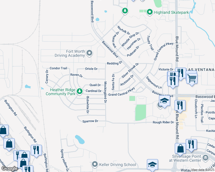 map of restaurants, bars, coffee shops, grocery stores, and more near 933 Mockingbird Drive in Saginaw