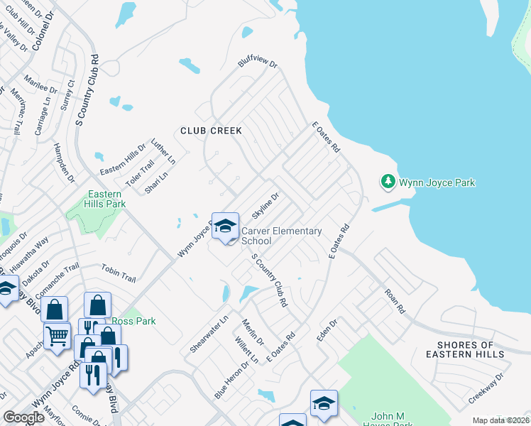 map of restaurants, bars, coffee shops, grocery stores, and more near 1618 Skyline Drive in Garland