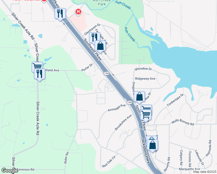 map of restaurants, bars, coffee shops, grocery stores, and more near 1300 Southeast Parkway in Azle