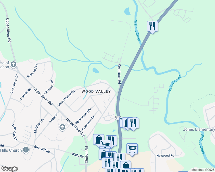 map of restaurants, bars, coffee shops, grocery stores, and more near 1972 Wood Valley Road in Macon