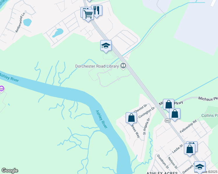 map of restaurants, bars, coffee shops, grocery stores, and more near 4435 Great Oak Drive in North Charleston