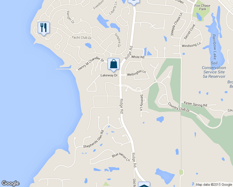 map of restaurants, bars, coffee shops, grocery stores, and more near 2405 Promontory Court in Heath