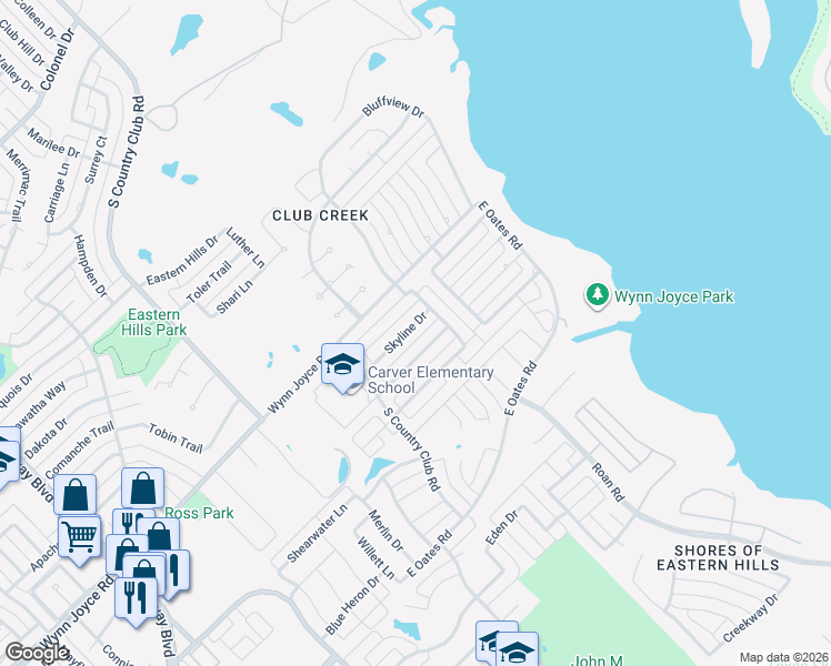 map of restaurants, bars, coffee shops, grocery stores, and more near 1618 Skyline Dr in Garland