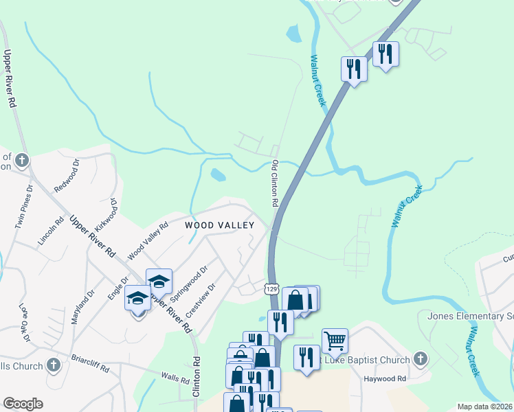 map of restaurants, bars, coffee shops, grocery stores, and more near 1972 Wood Valley Road in Macon