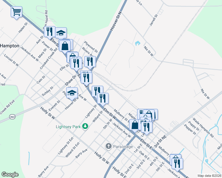 map of restaurants, bars, coffee shops, grocery stores, and more near 695 Magnolia Street West in Hampton
