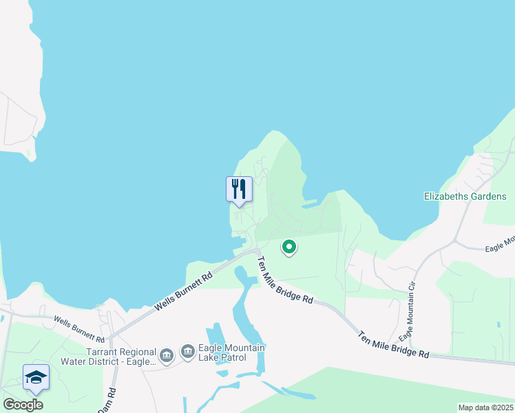 map of restaurants, bars, coffee shops, grocery stores, and more near 6106 Park Road in Fort Worth