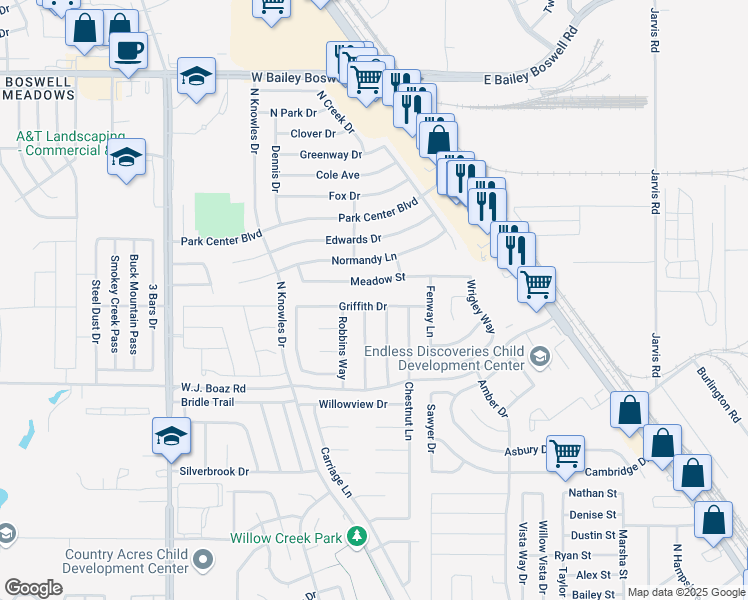 map of restaurants, bars, coffee shops, grocery stores, and more near 528 Griffith Drive in Saginaw