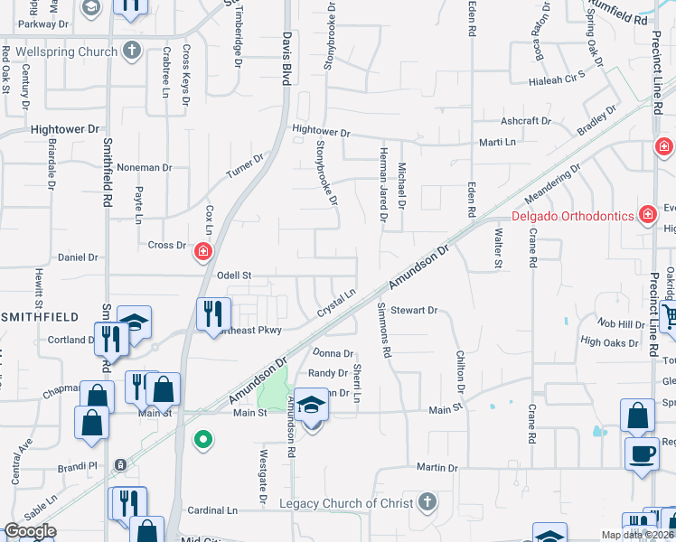 map of restaurants, bars, coffee shops, grocery stores, and more near 6913 Kara Place in North Richland Hills
