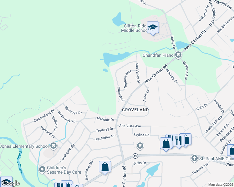 map of restaurants, bars, coffee shops, grocery stores, and more near 2626 Coral Way in Macon