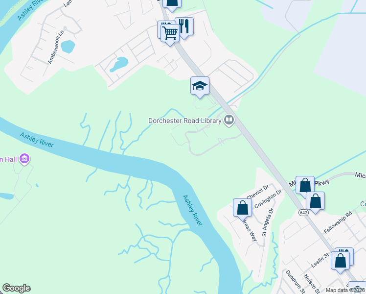 map of restaurants, bars, coffee shops, grocery stores, and more near 4486 Great Oak Drive in North Charleston