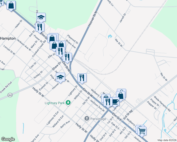 map of restaurants, bars, coffee shops, grocery stores, and more near 695 Magnolia Street West in Hampton