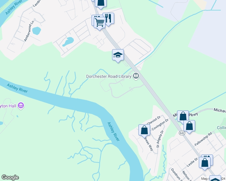 map of restaurants, bars, coffee shops, grocery stores, and more near 4435 Great Oak Drive in North Charleston