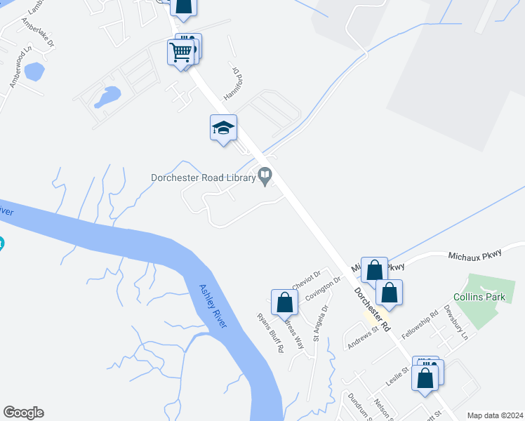 map of restaurants, bars, coffee shops, grocery stores, and more near 4329 Great Oak Drive in Charleston