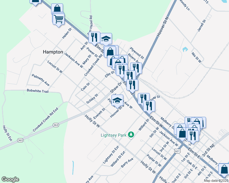 map of restaurants, bars, coffee shops, grocery stores, and more near 300 Shaw Drive in Hampton