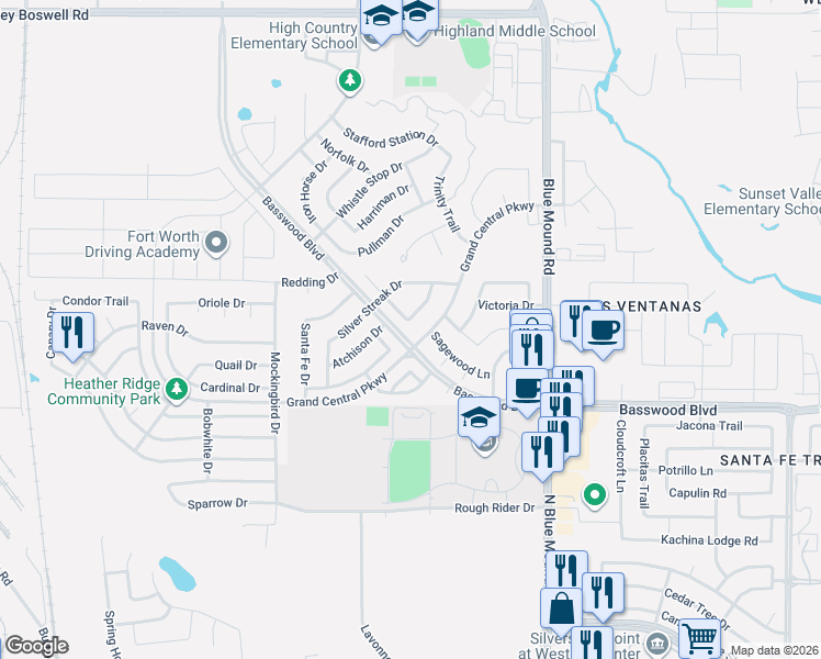 map of restaurants, bars, coffee shops, grocery stores, and more near 909 Hiawatha Lane in Saginaw