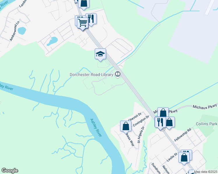map of restaurants, bars, coffee shops, grocery stores, and more near 4342 Great Oak Drive in North Charleston