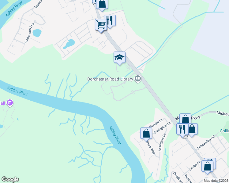 map of restaurants, bars, coffee shops, grocery stores, and more near 4500 Great Oak Drive in North Charleston
