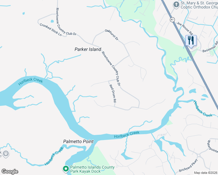 map of restaurants, bars, coffee shops, grocery stores, and more near 1532 Red Drum Road in Mount Pleasant