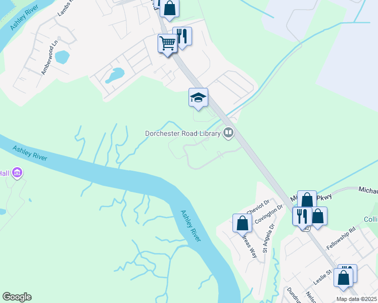 map of restaurants, bars, coffee shops, grocery stores, and more near 4506 Great Oak Drive in North Charleston