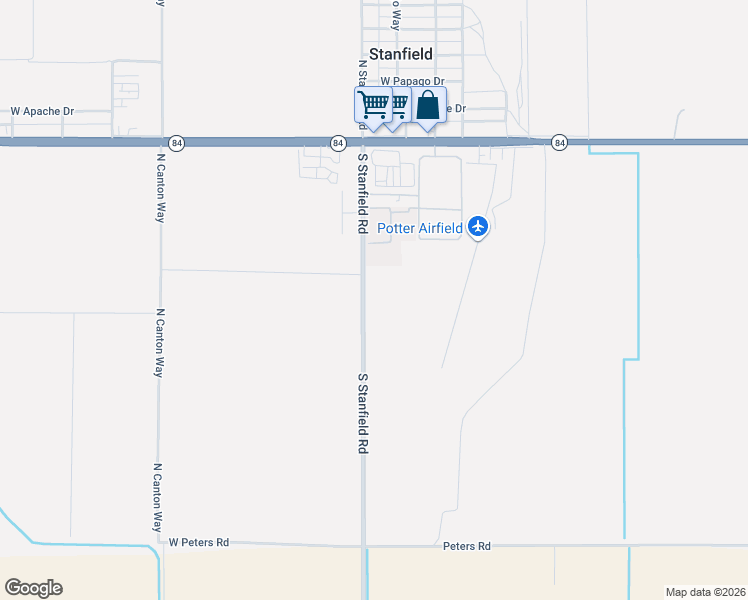 map of restaurants, bars, coffee shops, grocery stores, and more near 715 South Stanfield Road in Stanfield
