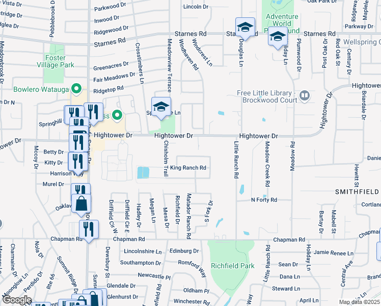 map of restaurants, bars, coffee shops, grocery stores, and more near 7017 Goodnight Ranch Road in North Richland Hills