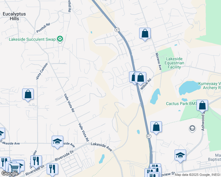 map of restaurants, bars, coffee shops, grocery stores, and more near 10906 Serena Lane in Lakeside