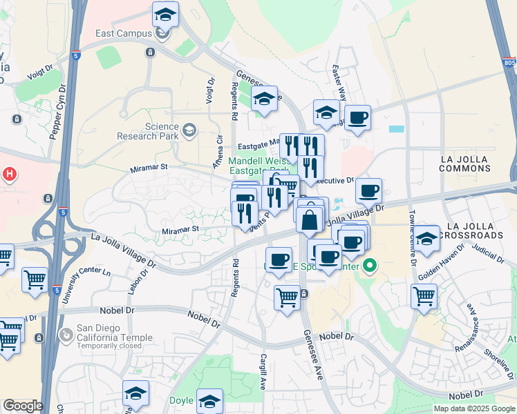 map of restaurants, bars, coffee shops, grocery stores, and more near in San Diego County