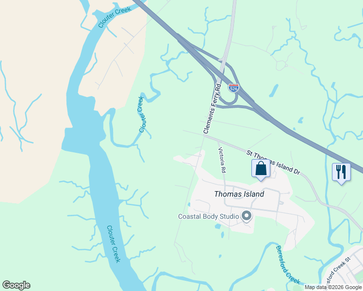 map of restaurants, bars, coffee shops, grocery stores, and more near 806 Jalap Lane in Charleston