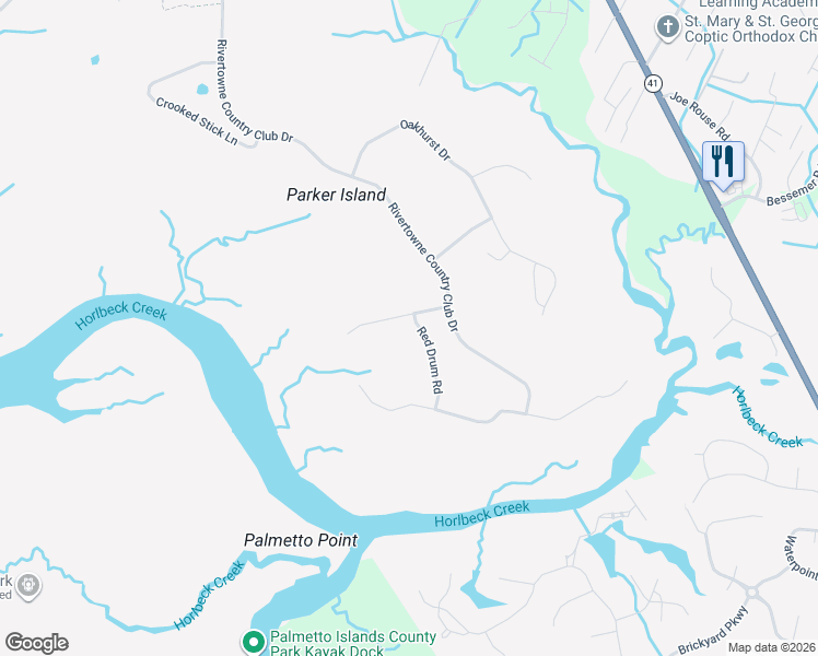 map of restaurants, bars, coffee shops, grocery stores, and more near 1532 Red Drum Road in Mount Pleasant