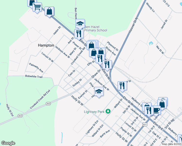 map of restaurants, bars, coffee shops, grocery stores, and more near 1006 Jackson Avenue West in Hampton