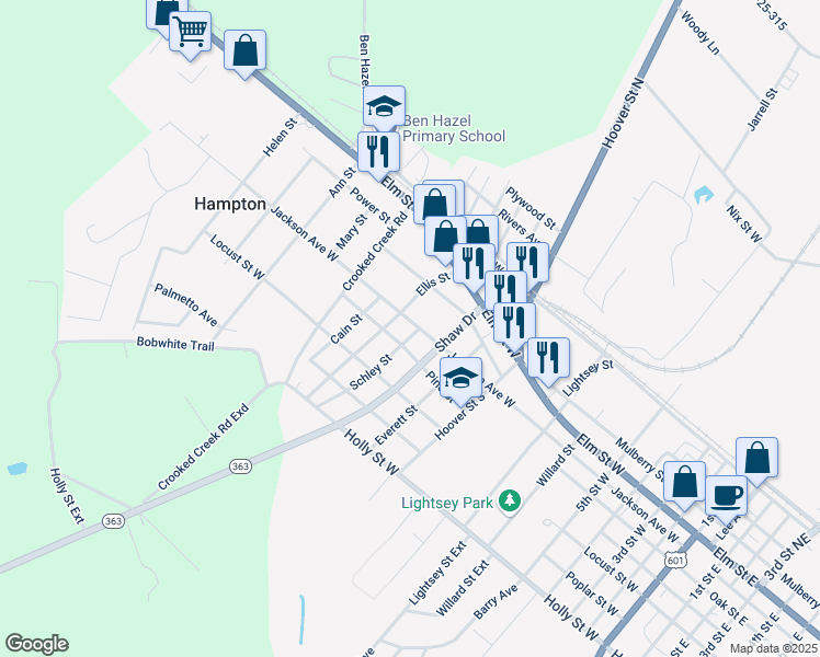 map of restaurants, bars, coffee shops, grocery stores, and more near 1006 Jackson Avenue West in Hampton