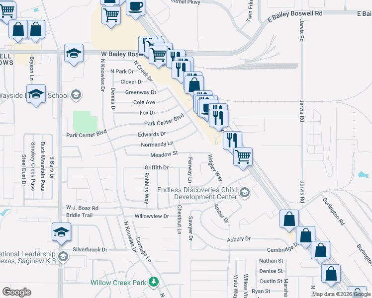 map of restaurants, bars, coffee shops, grocery stores, and more near 428 Meadow Street in Saginaw