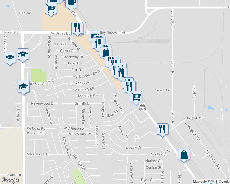 map of restaurants, bars, coffee shops, grocery stores, and more near 304 Meadow Street in Saginaw