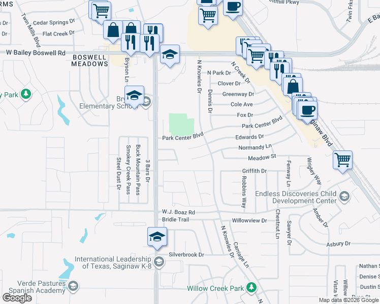 map of restaurants, bars, coffee shops, grocery stores, and more near 625 Edwards Drive in Saginaw