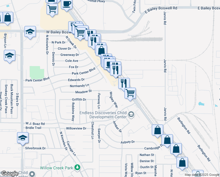 map of restaurants, bars, coffee shops, grocery stores, and more near 312 Meadow Street in Saginaw