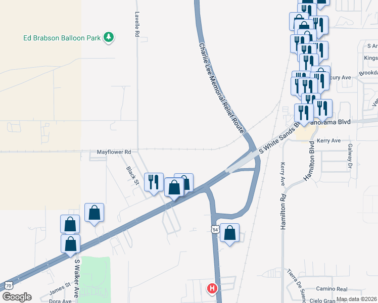 map of restaurants, bars, coffee shops, grocery stores, and more near 302 U.S. 70 in Alamogordo