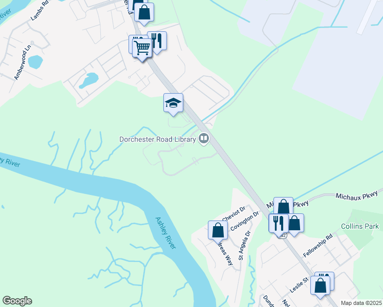 map of restaurants, bars, coffee shops, grocery stores, and more near 4342 Great Oak Drive in North Charleston