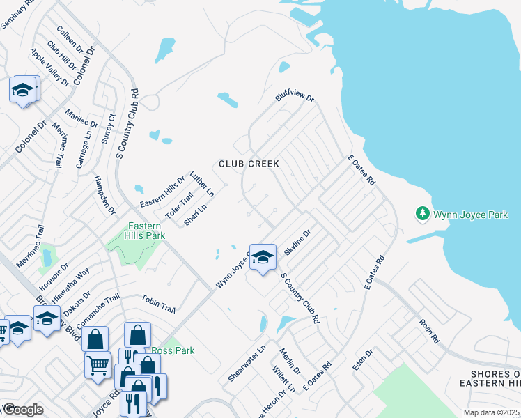 map of restaurants, bars, coffee shops, grocery stores, and more near 2302 Tiffany Court in Garland
