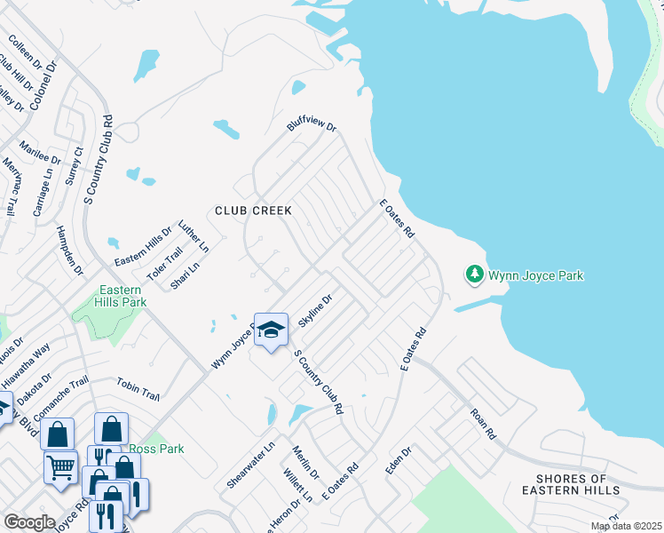 map of restaurants, bars, coffee shops, grocery stores, and more near 5902 Shadywood Ln in Garland