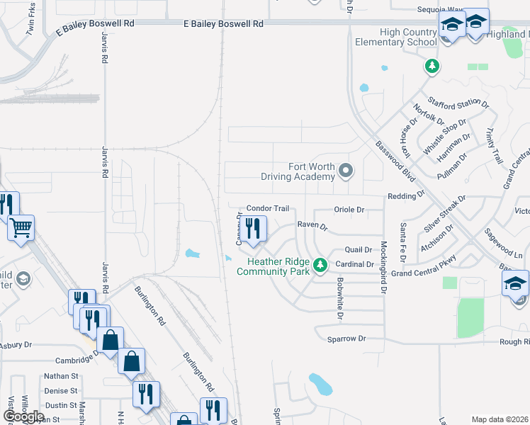 map of restaurants, bars, coffee shops, grocery stores, and more near 621 Condor Trail in Saginaw