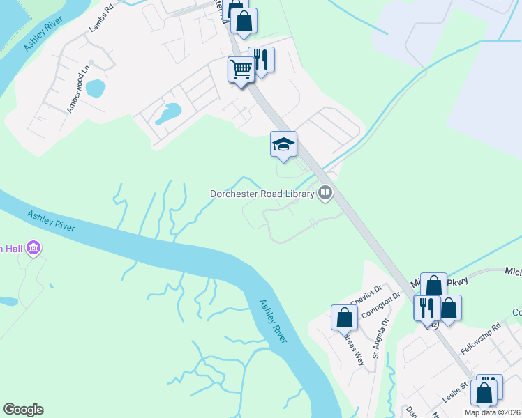 map of restaurants, bars, coffee shops, grocery stores, and more near 4525 Great Oak Drive in North Charleston