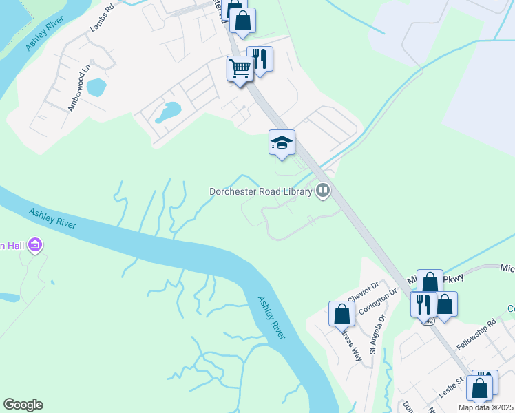 map of restaurants, bars, coffee shops, grocery stores, and more near 4525 Great Oak Drive in North Charleston