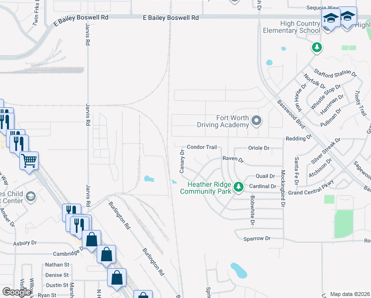 map of restaurants, bars, coffee shops, grocery stores, and more near 521 Condor Trail in Saginaw