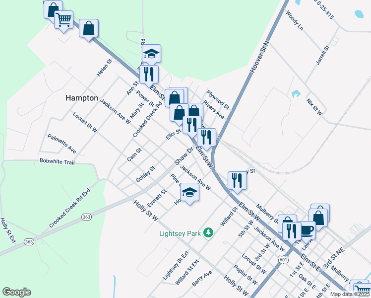 map of restaurants, bars, coffee shops, grocery stores, and more near 300 Shaw Drive in Hampton
