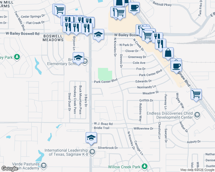 map of restaurants, bars, coffee shops, grocery stores, and more near 628 Edwards Drive in Saginaw