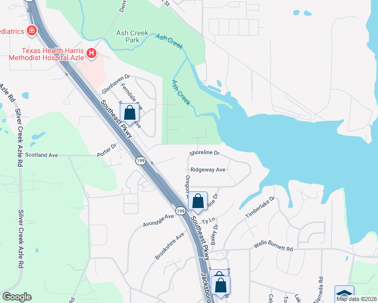 map of restaurants, bars, coffee shops, grocery stores, and more near 133 Redbird Lane in Azle