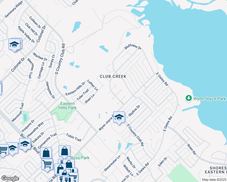 map of restaurants, bars, coffee shops, grocery stores, and more near 2302 Tiffany Court in Garland