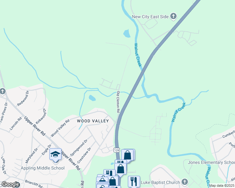 map of restaurants, bars, coffee shops, grocery stores, and more near 2001-2093 Old Clinton Road in Macon